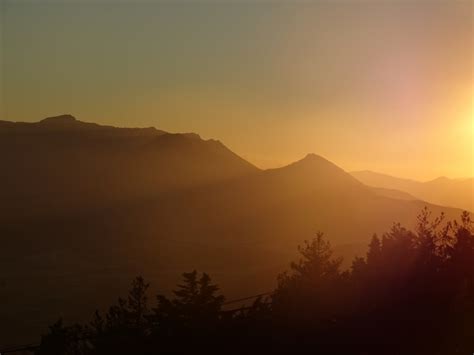 Gambar : horison, gunung, matahari terbit, matahari terbenam, kabut ...