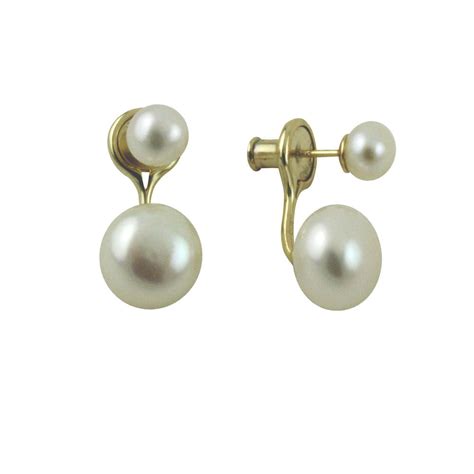 Gold-Dipped Silver Cultured Pearl Earrings Jacket Studs | apoptosisnyc.com