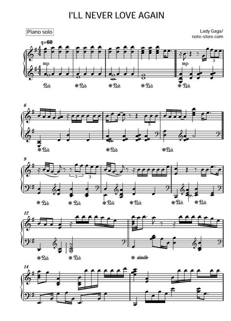 Lady Gaga - I'll Never Love Again sheet music for piano [PDF] | Piano.Solo | Never love again ...