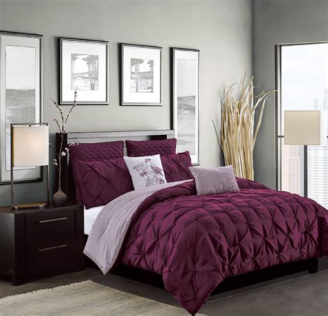 Olympia 7-Piece Reversible Comforter Set in Burgundy, King - Walmart.com