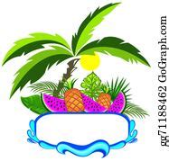 140 Fresh Pineapple On The Beach Clip Art | Royalty Free - GoGraph