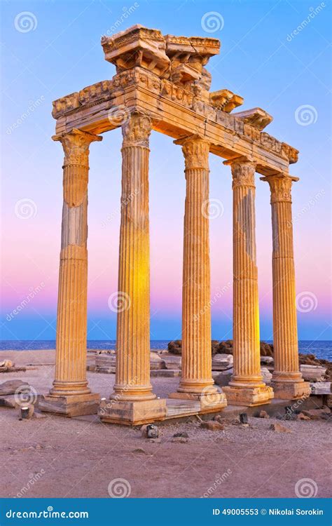 Old Ruins in Side, Turkey at Sunset Stock Image - Image of history ...