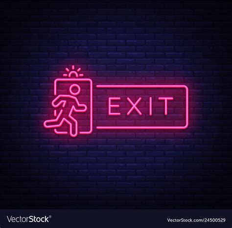 Exit neon signboard neon sign design Royalty Free Vector