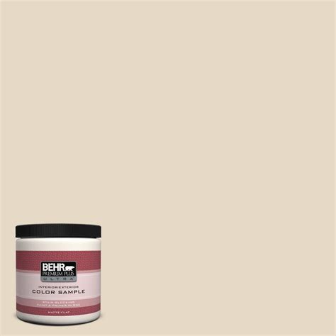 BEHR Premium Plus Ultra 8 oz. #23 Antique White Matte Interior/Exterior Paint and Primer in One ...