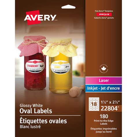 Avery 22804 Glossy White Oval Labels, 1-1/2" x 2-1/2" | Grand & Toy