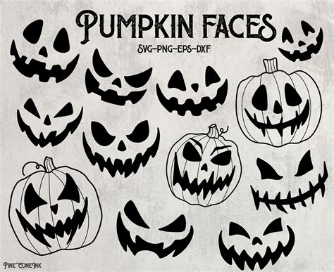 Halloween Pumpkin Faces SVG Bundle Pumpkin Faces Clipart Jack O Lantern ...