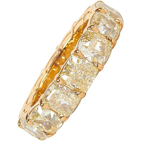 10 Carat Fancy Yellow Cushion Cut Diamond Gold Eternity Band Ring For ...