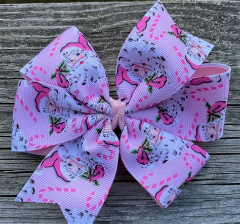 Christmas Bow, Santa Bow, Pink Santa Bow, Bows for Girls, Boutique Bow ...