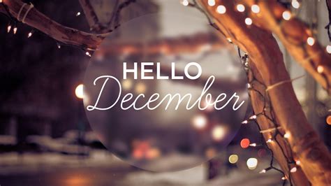 Hello December Letters In Decoration Lights On Tree Branches Background HD December Wallpapers ...