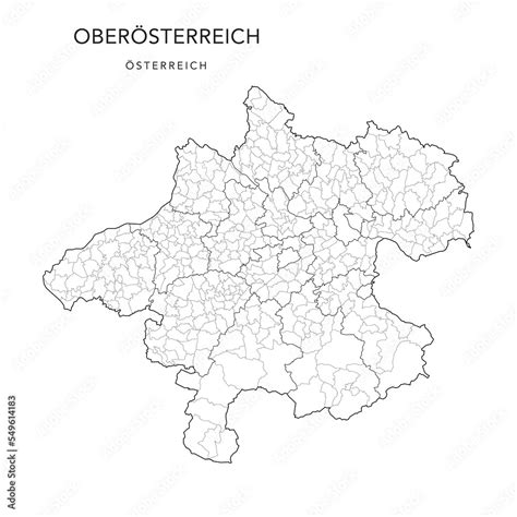 Vecteur Stock Administrative Map of the State of Upper Austria (Oberösterreich) with ...