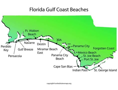 Florida Gulf Coast Beaches Map | Gulf Coast FL Beach Map