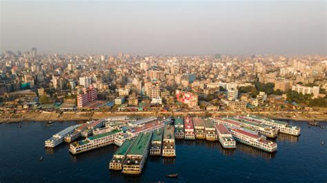 Aerial View of Sadarghat Launch Terminal Dhaka Bangladesh. Dhaka City ...