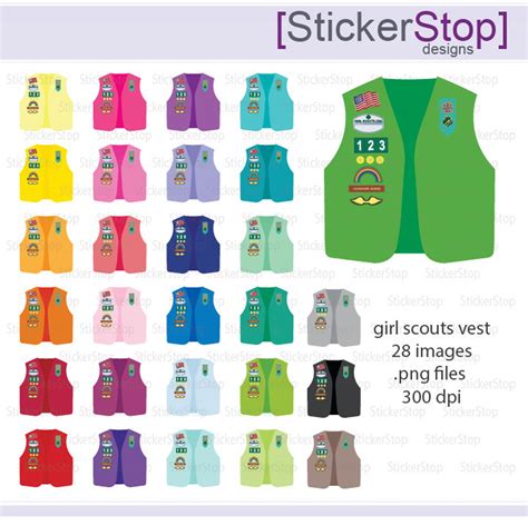 Colorful Girl Scout Vest Icon Digital Clipart in Rainbow - Etsy