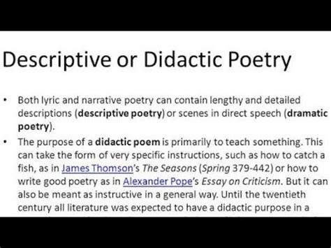 Descriptive & Didactic poetry, part of poetry (literary genres) - YouTube