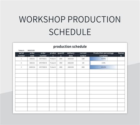 Workshop Production Schedule Work Visualization Excel Template And ...