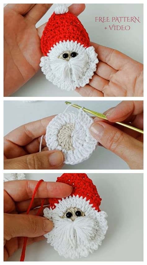 Free Crochet Santa Face Pattern Add A Single Santa Ornament To Find Among The Branches, Or Go ...