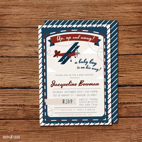 Vintage Airplane Baby Shower Invitation Aviation Baby Shower | Etsy