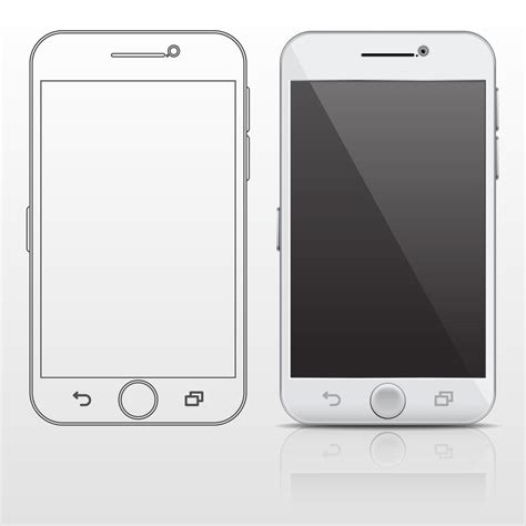 Outline and realistic smartphone, cell phone vector design template in ...