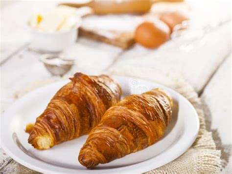 Croissants And Ingredients For The Preparation Of Bakery Products ...