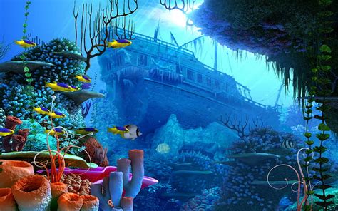 HD wallpaper: fantasy art, fish, underwater, wreck | Wallpaper Flare