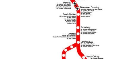 Red line MBTA map - Red line Boston map (United States of America)