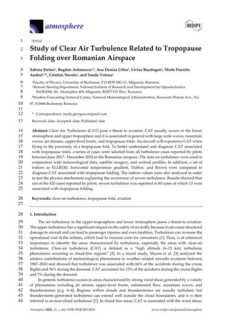 (PDF) Study of Clear Air Turbulence Related to Tropopause Folding over ...