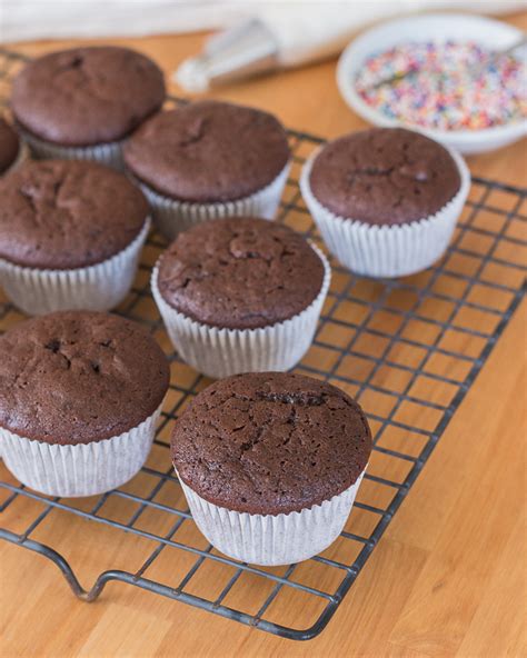 Simple Chocolate Cupcakes with Vanilla Frosting