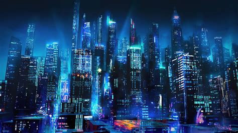 Skyscraper Futuristic City Digital Art Laptop Full, Artist, , and Background - Den, HD wallpaper ...