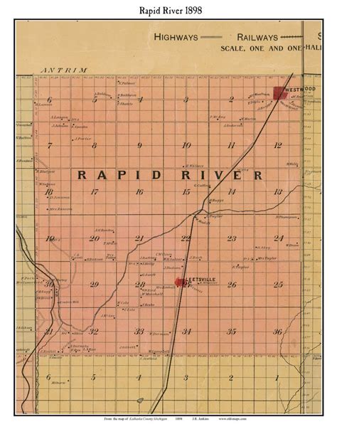 Rapid River, Michigan 1898 Old Town Map Custom Print - Kalkaska Co. - OLD MAPS