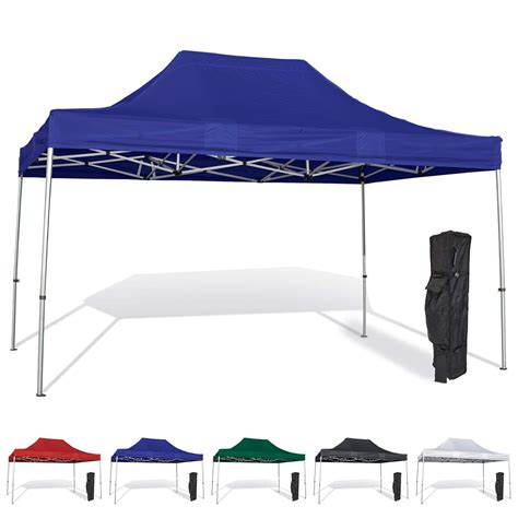 Blue 10x15 Pop Up Canopy Tent - Durable Aluminum Frame with Water-Resistant Polyester Fabric Top ...