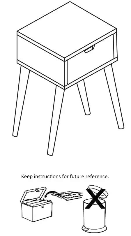 SweetGO SG5011 11.8 in. White Side Table Instruction Manual
