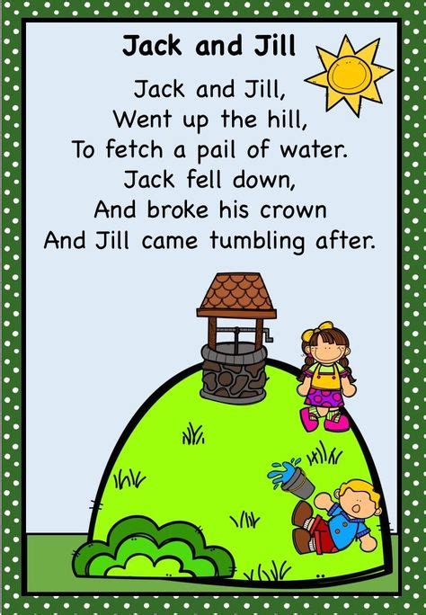 Jack and Jill Nursery Rhyme Pack AUS UK | Jack, jill, Nursery rhymes, Kids songs