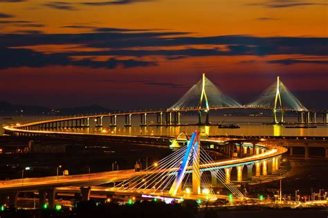 Incheon Grand Bridge, South Korea | South korea, Korea travel, Night scenery