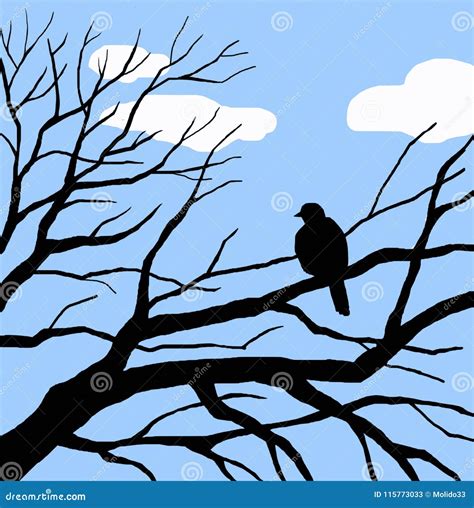 The bird perched on branch stock image. Illustration of trees - 115773033