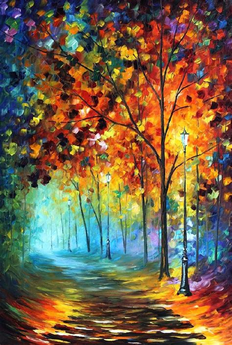 Bunte Kunst-Wald-Malerei auf Leinwand von Leonid Afremov | Bunte kunst, Malerei, Kunst