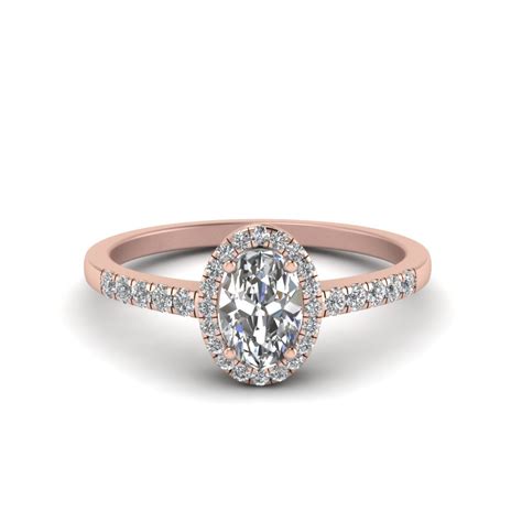 Oval Halo Diamond Delicate Engagement Ring In 14K Rose Gold | Fascinating Diamonds