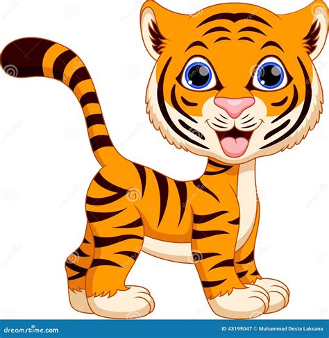 Cute Tiger Cub With Flowers Cartoon Vector | CartoonDealer.com #18083743