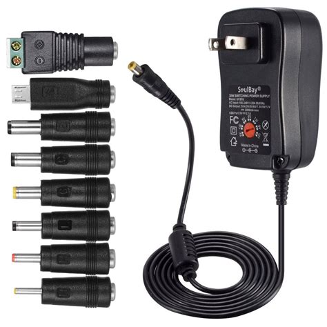 3V to 12V 30W Universal AC/DC Power Adapter plug supply with 8 selectable top, w/ 5V 2.1A USB ...