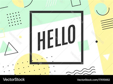 Hello poster in graphic memphis style Royalty Free Vector