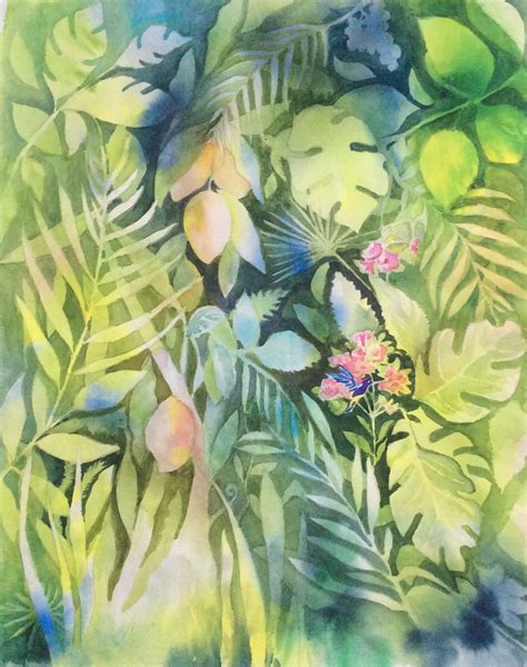 Tropical forest, watercolor Watercolor Lessons, Tropical Forest, Botanical, Paintings, Paint ...