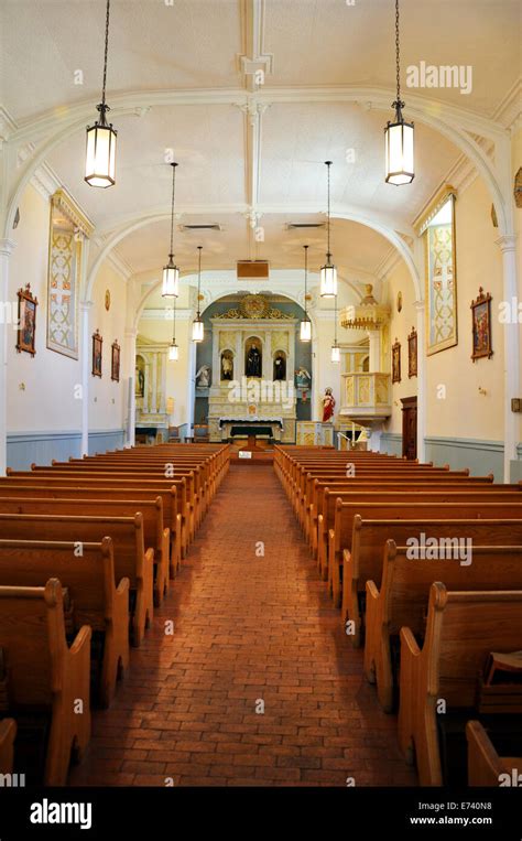 Interior of San Felipe de Neri Parish church, Albuquerque, New Mexico, USA - built 1793 Stock ...