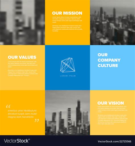 Company mission vision values template Royalty Free Vector