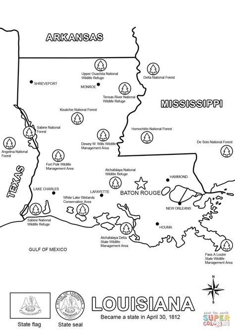 Map of Louisiana coloring page | Free Printable Coloring Pages