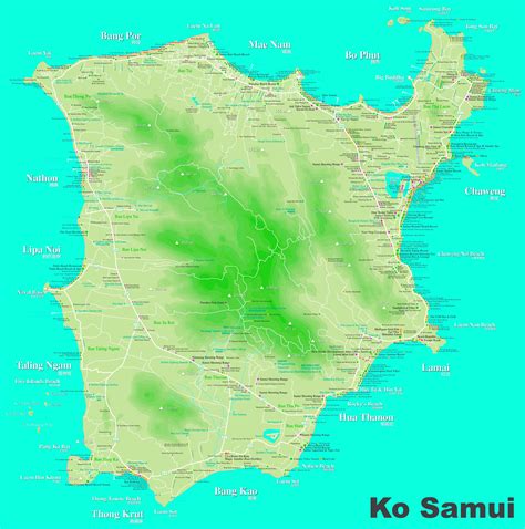 Large detailed tourist map of Koh Samui