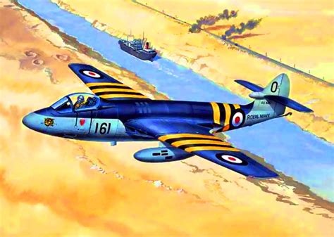 British Hawker Sea Hawk jet over the Suez Canal during the Suez Crisis ...