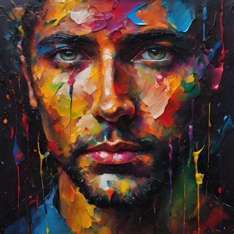 MAN Face Abstract Oil PAINTING Handsome Guy Wall Art Unique Poster ...