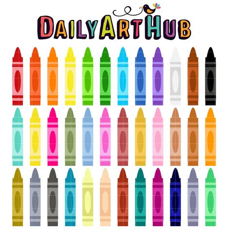 36 Color Crayons Clip Art Set – Daily Art Hub // Graphics, Alphabets & SVG