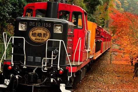 Sagano Romantic Train(Sagano Scenic Railway) with the autumn leaves - Japanese Railway ...