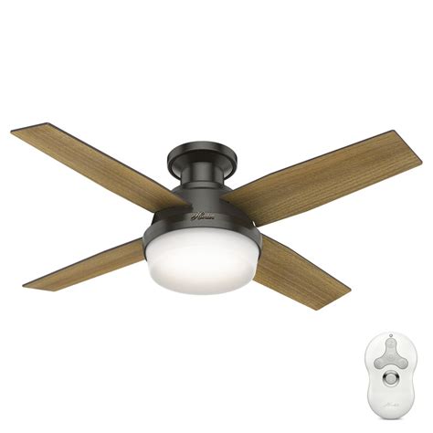 Hunter Dempsey 44-in Noble Bronze LED Indoor Flush Mount Ceiling Fan ...