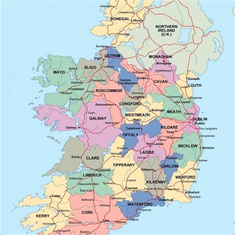 ireland political map. Illustrator Vector Eps maps. Eps Illustrator Map ...